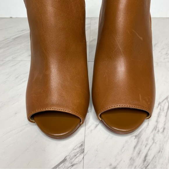 Michael Kors Lawson Open Toe Brown Leather Heeled Bootie 9M - Picture 12 of 16